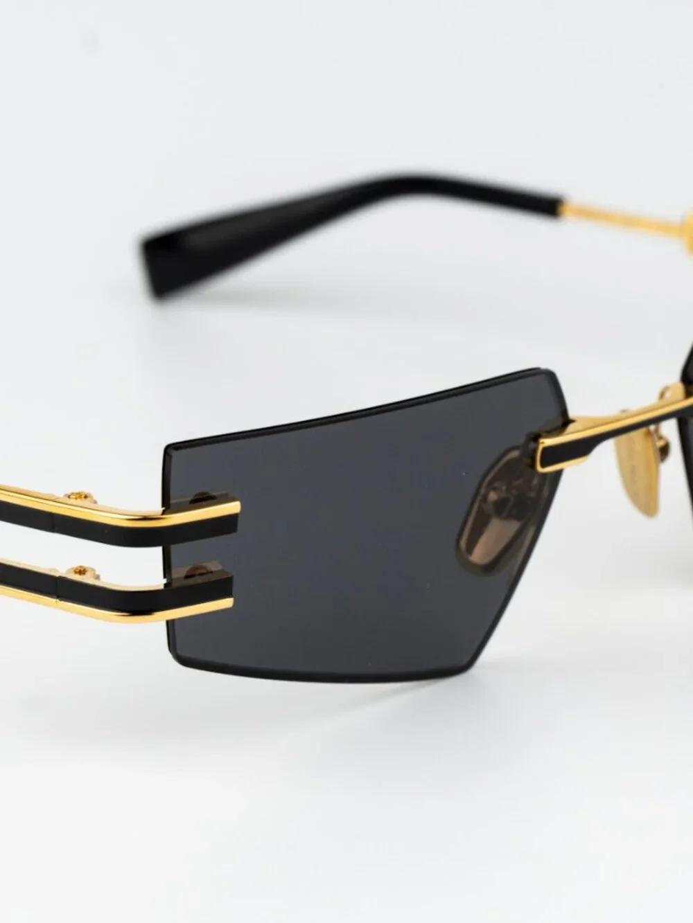 Balmain Men Sunglasses Titanium Gold Black Grey Geometric FIXE BPS-123A-54